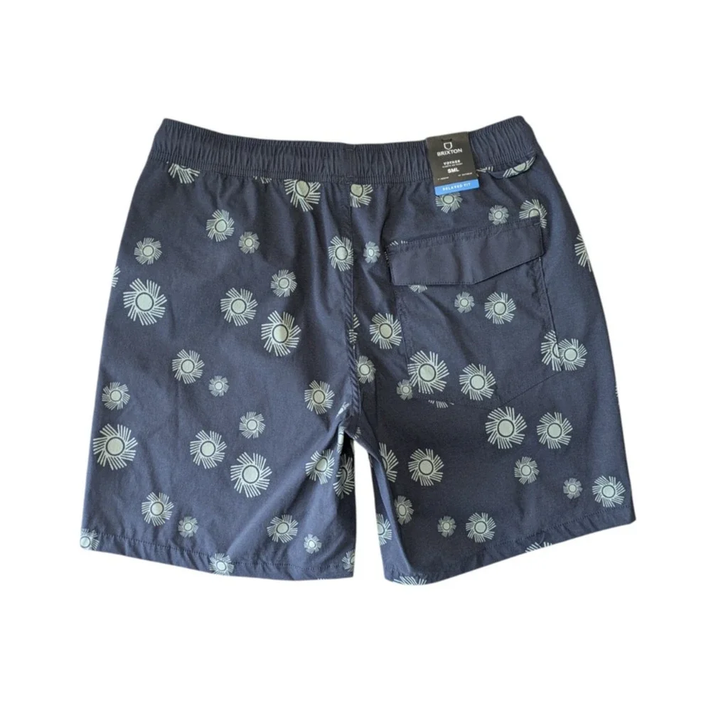 Brixton Voyage 18″ Washed Navy Blue Swim Trunks New Size Small Relaxed Fit